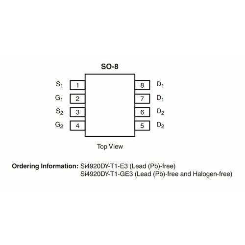 Микросхема Si4920DY-T1-GE3 N-Channel MOSFET 30V 6.9/5.8A SO8 микросхема sisa10dn t1 ge3 n channel mosfet 30v 30a 1212 8