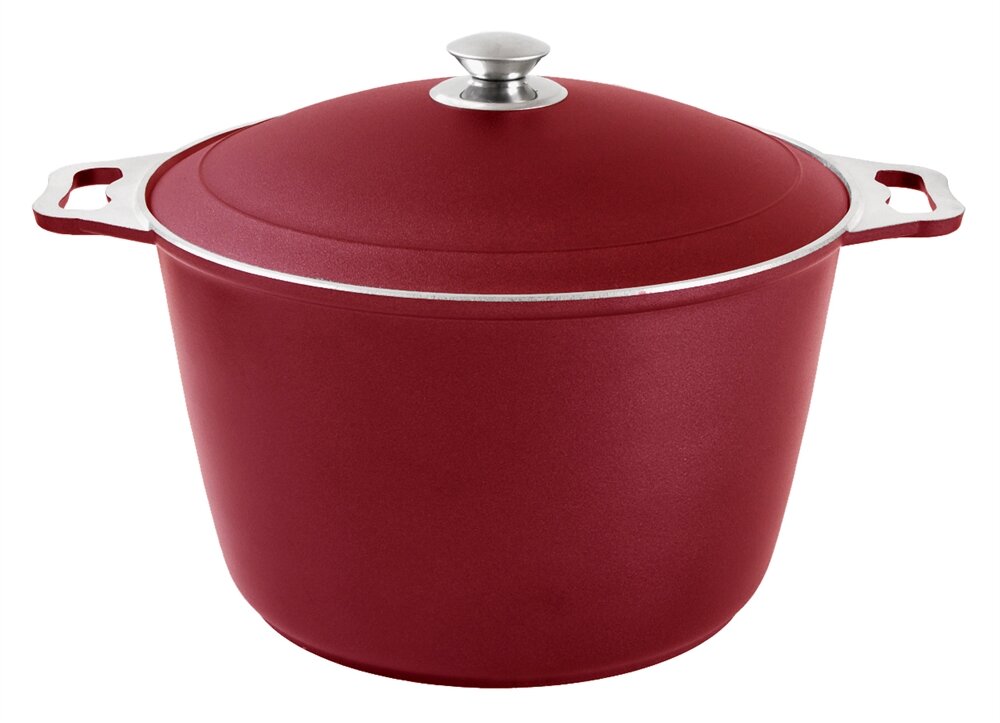 фото Кастрюля алюм литая 12л с алюминиевой крышкой бордо TM KUKMARA