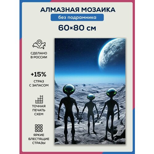 Алмазная мозаика 60x80 Инопланетяне без подрамника