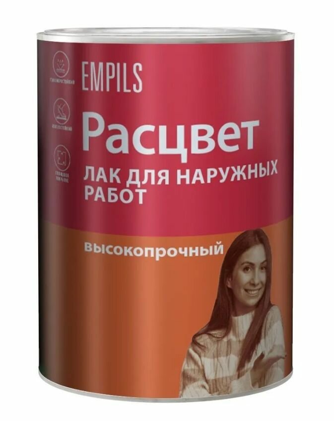 фото Лак для наружных работ алкидный высокопрочный Расцвет глянцевый 0,8 кг.