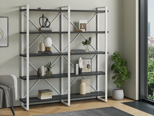 Изображение товара Стеллаж Айсберг Лофт 160х182-3 белый/северное дерево темное