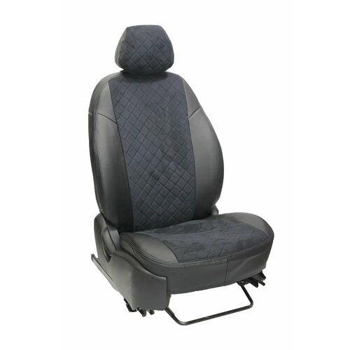 Чехлы для автомобильных сидений комплект GreenLine на HYUNDAI I40 (2012-н. в.) седан, универсал, авточехлы модельные экокожа, черная вставка алькантара ромб