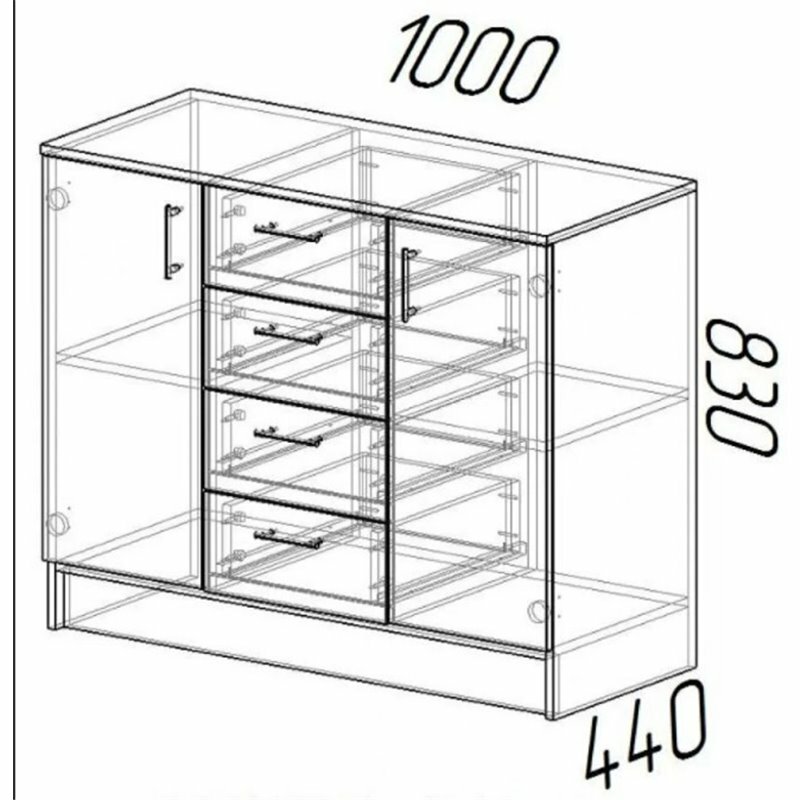 ЛДСП Комод К1000-2Д Венге-Лоредо