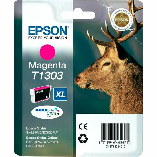 Картридж для струйного принтера EPSON T1303 Magenta (C13T13034012) epson t1301 c13t13014012 t1302 c13t13024012 t1303 c13t13034012 xl t1304 c13t13044012