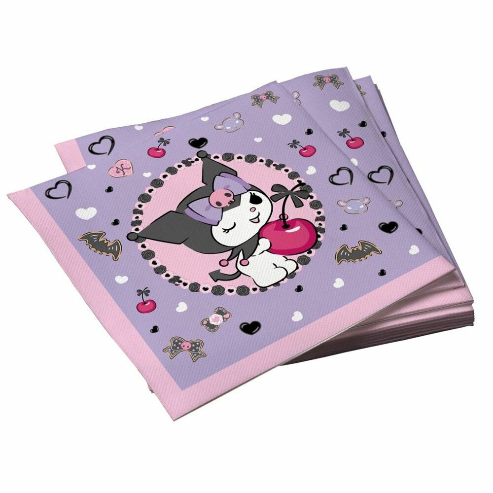 фото Салфетки бумажные ND Play / Kuromi Любимая вишенка (трехслойные 33х33 см, 20 шт)