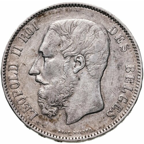 Бельгия 5 франков (francs) 1873 клуб нумизмат монета 5 франков бельгии 1921 года медно никель токен г