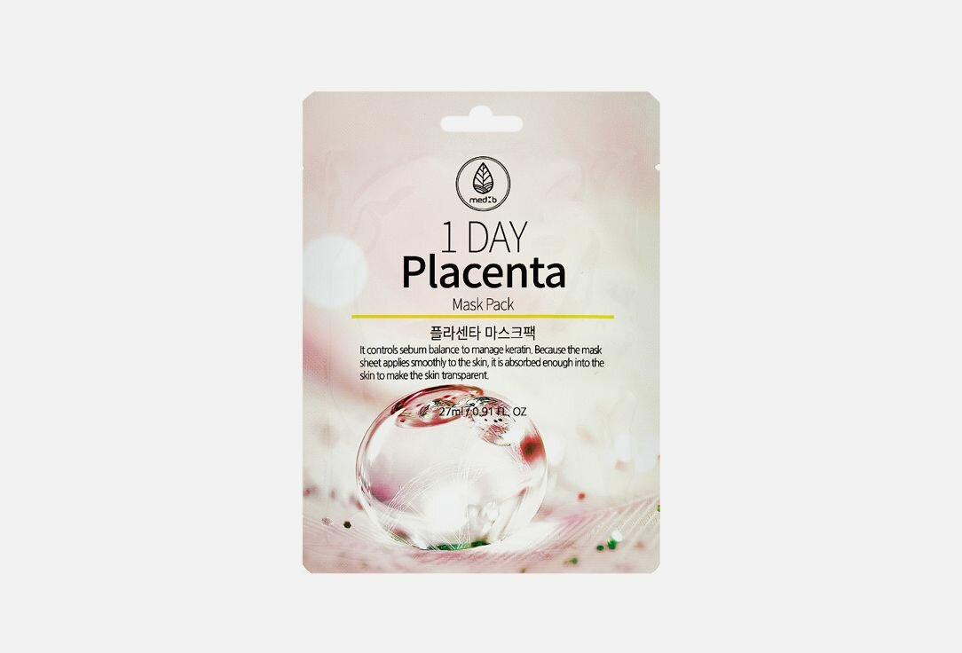 Маска для лица тканевая MEDB 1 DAY Placenta Mask Pack