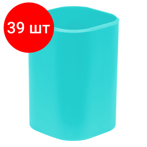 Комплект 39 шт, Подставка-стакан СТАММ Фаворит, пластиковая, квадратная, мятная комплект 39 шт подставка стакан стамм фаворит пластиковая квадратная мятная