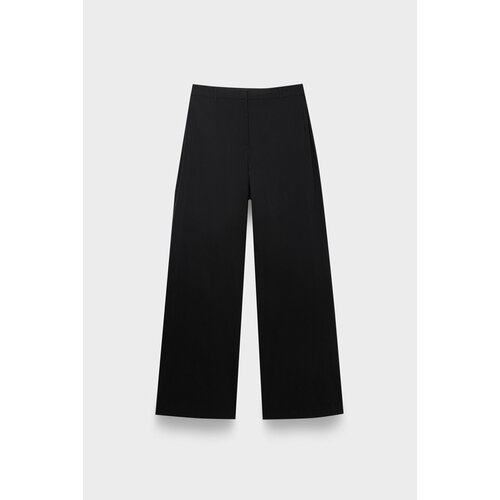 Брюки палаццо JUUN.J linen blended wide pants black, размер 44, черный