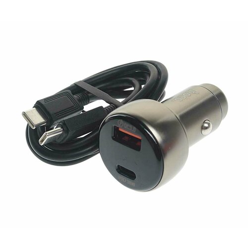 Устройство зарядное в прикуриватель 1USB 12V кабель USB Type C, Z50 grey, HOCO зарядное устройство hoco n10 starter usb c белый