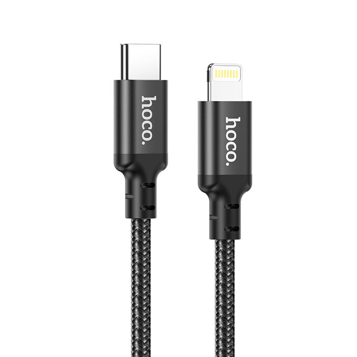 Черный усиленный кабель USB Type-C / Lightning Hoco X14 2m