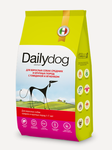 Изображение товара Dailydog сухой корм для взрослых собак средних и крупных пород с говядиной и ягненком - 3 кг