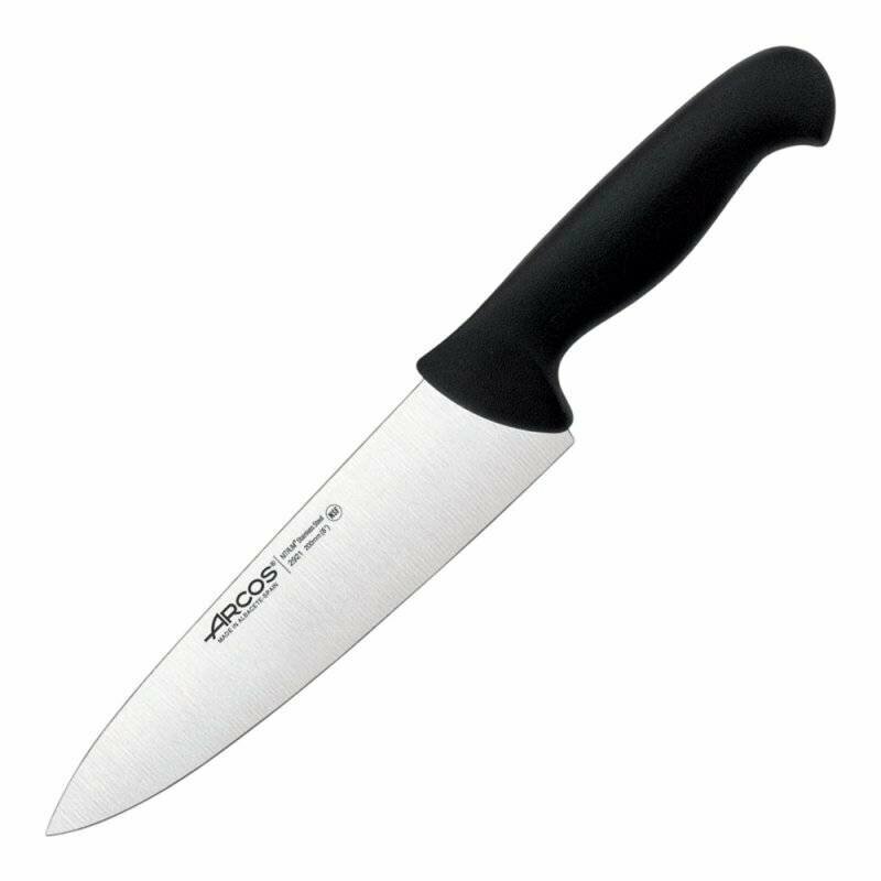 Нож кухонный поварской 20 см рукоять - черная 2900