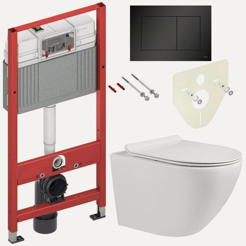 Изображение товара Инсталляция TECE 9400401-9240407 + унитаз Bloomix Orion MD12177T/UF01 безободковый торнадо с сиденьем