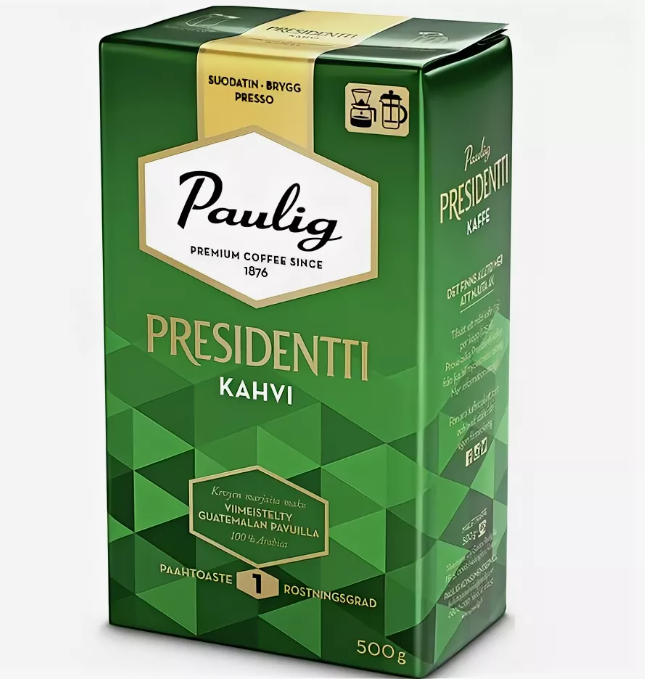 Кофе молотый Paulig Presidentti обжарка 1, 500 гр, Финляндия