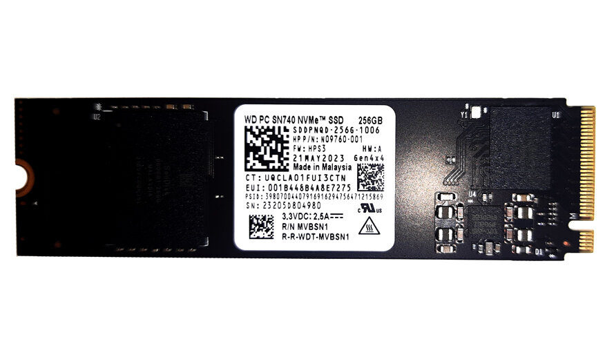 Накопитель SSD 256Gb WD PC SN740 PCI-e x4 NVMe 1.4b M.2 2280 (SDDPNQD-256G)