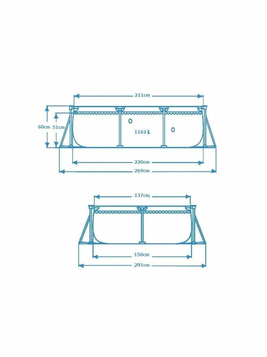 INTEX Прямоугольный каркасный бассейн 220*150*60 см 28270