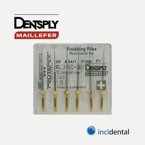 Изображение товара Протейперы Универсал машин-формир (6шт) ProTaper Дентсплай Майлифер (Dentsply Maillefer)в наборе (31 мм F1 (6 шт/уп) Желтый) для лучшей обработки корневого канала.