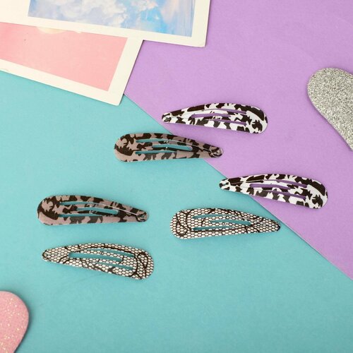 Невидимки для волос Милана набор 10 шт ассорти 45 см чёрно-белый 352₽