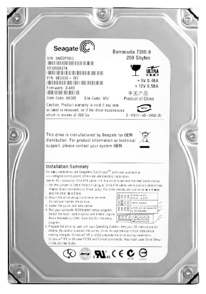 Жесткий диск Seagate 9BD03E 200Gb 7200 IDE 3.5" HDD