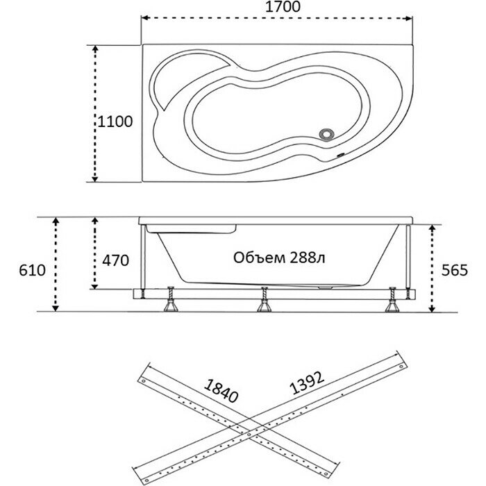 Акриловая ванна Triton Мари R 170x110 правая (Щ0000046124)