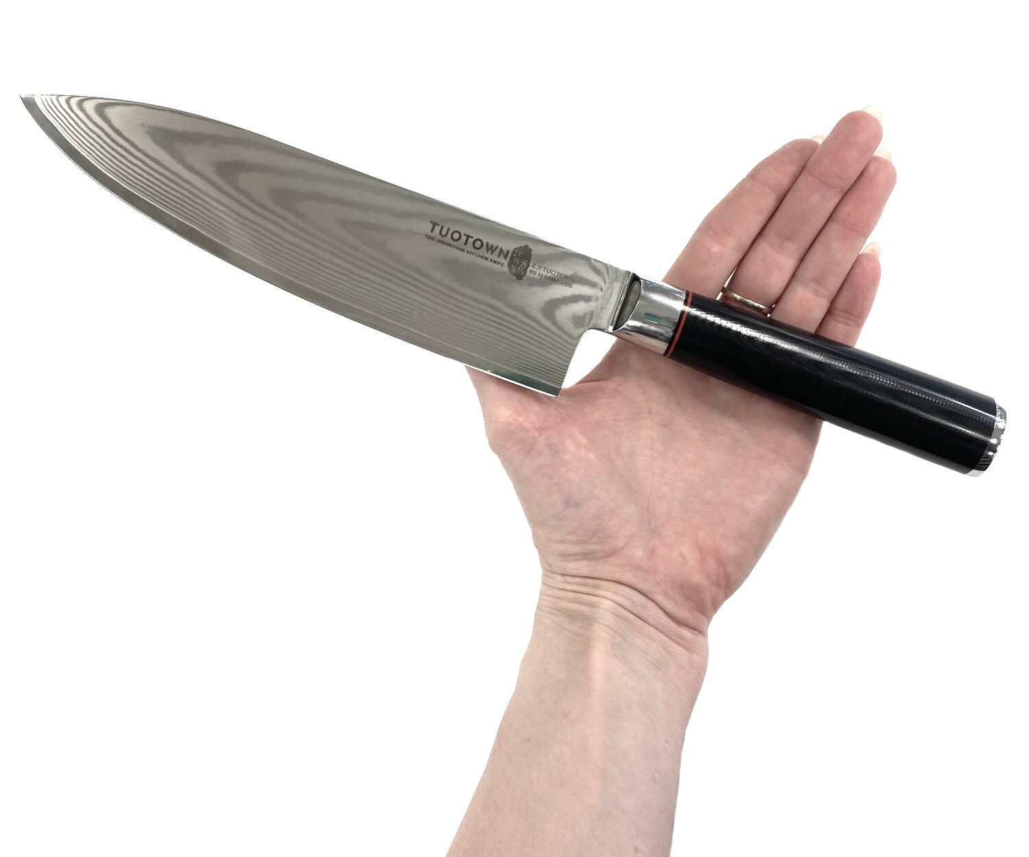 Кухонный нож Шеф TuoTown FT-series 20см, VG10, DAMASCUS, рук-ть G10, арт.218001