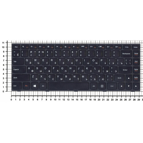 Клавиатура для ноутбука Lenovo G40 черная с черной рамкой без подсветки