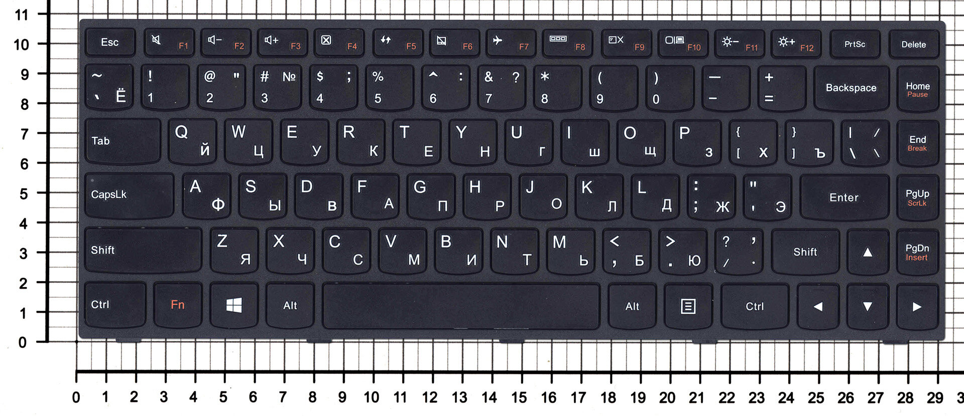 Клавиатура для ноутбука Lenovo 25214521 черная с черной рамкой без подсветки
