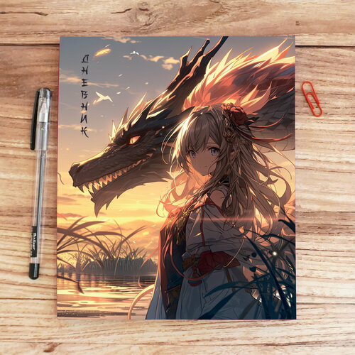 Дневник школьный Аниме-девочка и дракон в твердой обложке 1-11 классы 430₽