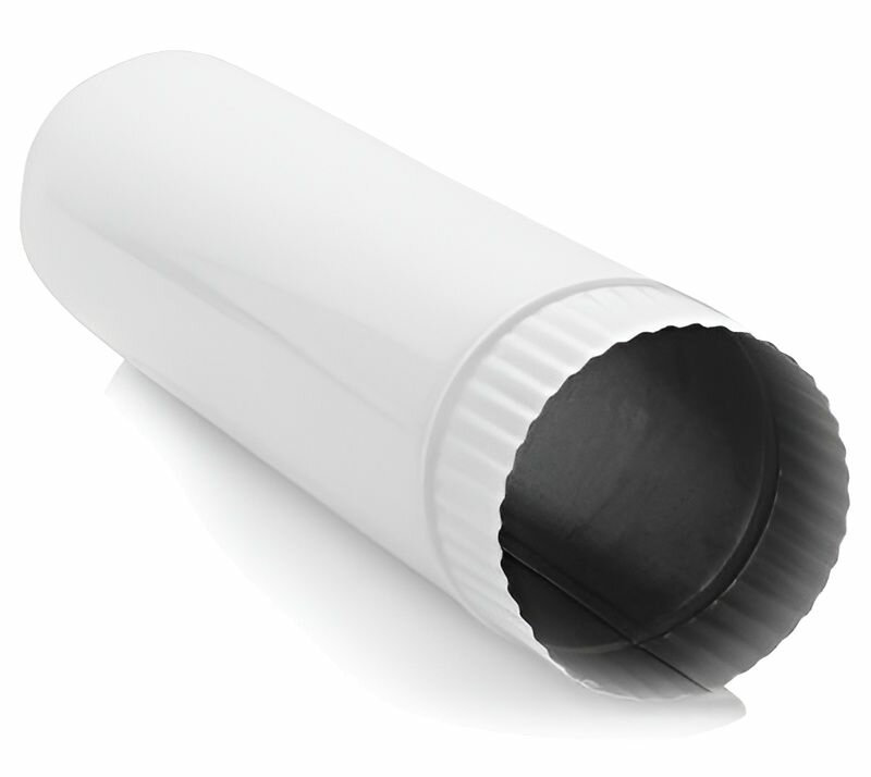 Труба дымоотводящая для газовой колонки 130мм 0.5 метра, стальная белая Whitesteel