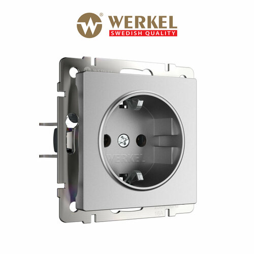 фото Розетка с заземлением werkel w1171065 серебряный матовый ip20