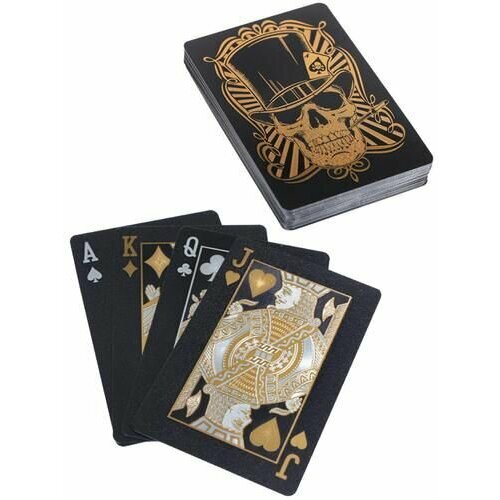 Карты Игральные Череп (54 карты, золотые с черным, пластик, в коробке) ИН-4386 карты игральные классические 54 шт арт ин 4837 кратно 10