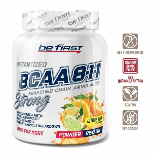 Be First BCAA 8:1:1 INSTANTIZED powder 250 гр (Цитрусовый микс) аминокислота be first bcaa 8 1 1 instantized powder цитрусовый микс 250 гр