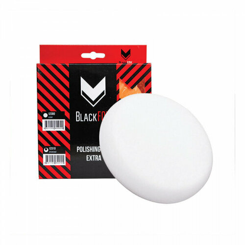 12300 BlackFox Полировальник поролоновый на липучке, 150 х 25 мм, твердый, белый