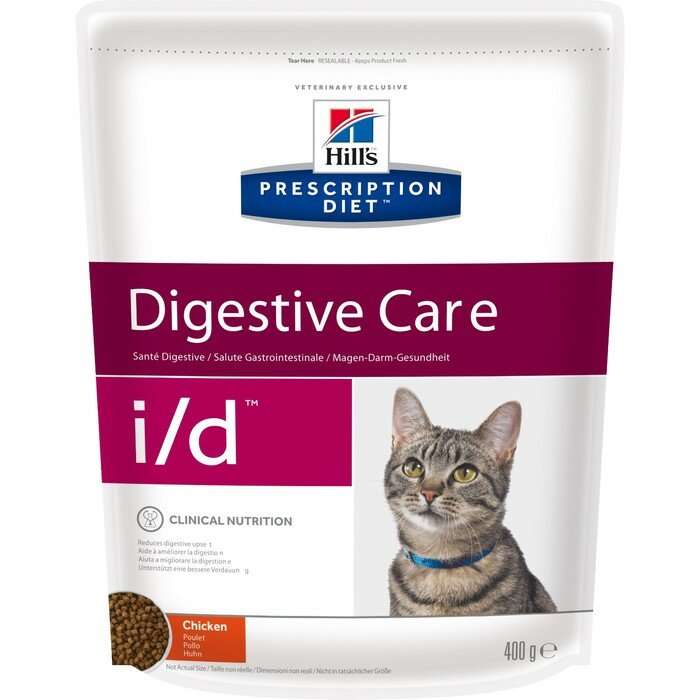 Корм Hill's Prescription Diet i/d Digestive Care для кошек, диета для поддержания здоровья ЖКТ, курица, 400 г