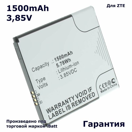 Аккумулятор iBatt 1500mAh 3,85V для ZTE Blade A520C Blade A603 Blade A521 602ZT Blade E02 Blade A520C Dual SIM аккумулятор ibatt ib u1 m3081 2500mah для zte t920 blade s7 blade s7 dual sim blade s7 dual sim td lte