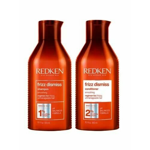 маска для волос redken разглаживающая маска frizz dismiss для непослушных волос Redken FRIZZ DISMISS набор шампунь 300 ml + кондиционер 300 мл