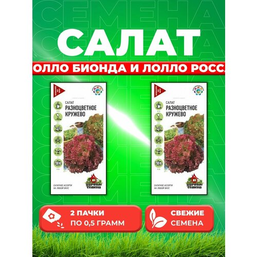 Салат листовой Разноцветное кружево, смесь, 0,5г (2уп) семена гавриш салат разноцветное кружево 0 5 грамма смесь