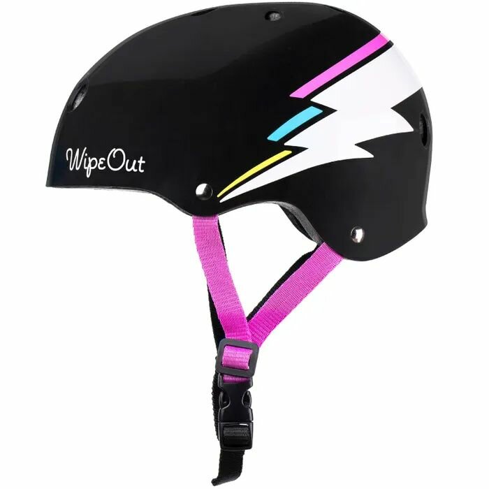 Шлем защитный спортивный WIPEOUT Black Bolt с фломастерами и трафаретами размер M 5+ обхват 49-52 см