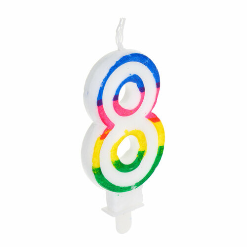 Капитан Весельчак Свеча для торта в форме цифры, с подставкой (8), парафин, PP, 24 штуки
