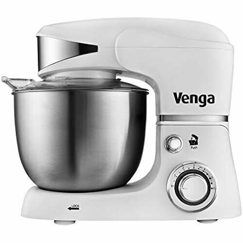 Кухонный комбайн Venga VG M 3014 WH чаша из нержавеющей стали объемом 5 л четыре насадки книга рецептов 1000 Вт белый цвет 2983000₽