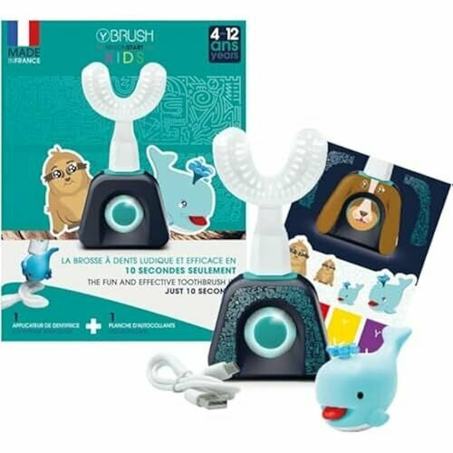 Y-Brush Электрическая зубная щетка Y Brush Срок службы 3 месяца Набор NylonStart для детей (4 12 лет) Дозатор для зубной пасты Аппликатор Синий кит