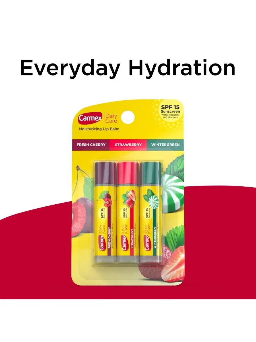 Картинки Бальзам для губ Carmex SPF 15, ассорти, 3 шт. 4.25гр каждый