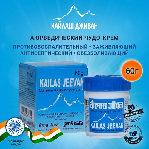 Kailas Jeevan Крем кожных заболеваний, от псориаза, прыщей заживляющий 60 г