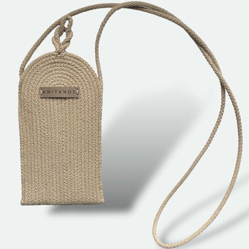фото Сумка кросс-боди knit knot, фактура рельефная, песочный