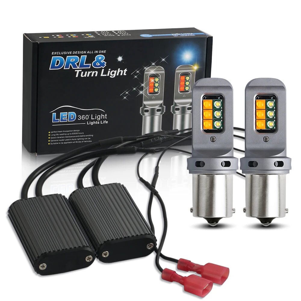 1156 P21W BA15S PY21W BAU15S Светодиодные автомобильные лампы указателя поворота DRL белые yellCanbus без ошибок py21w 7440 W21W T20 Указатель поворота, white yellow, 1156 PY21W BAU15S — фото 1