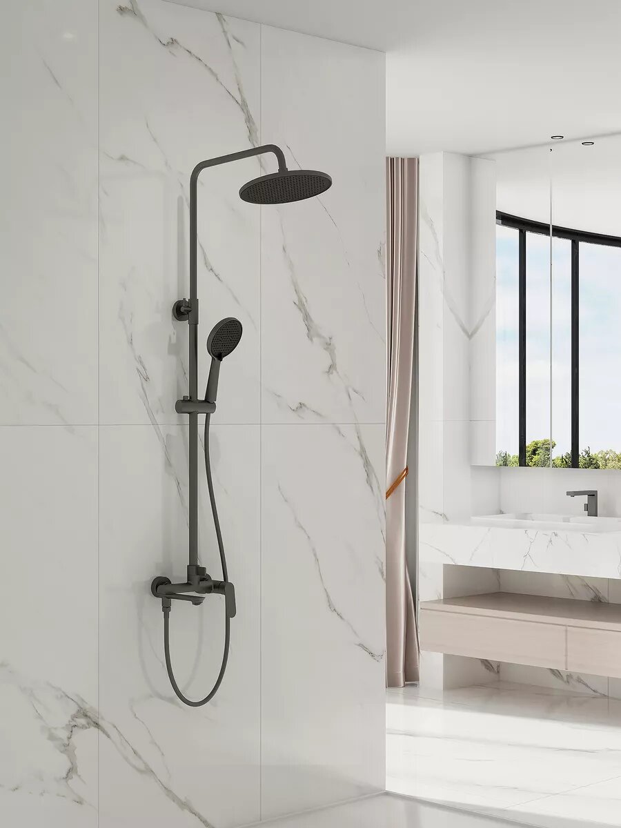 Душевая система для ванны Splenka S41.24.09, латунь цвет графит — фото 1