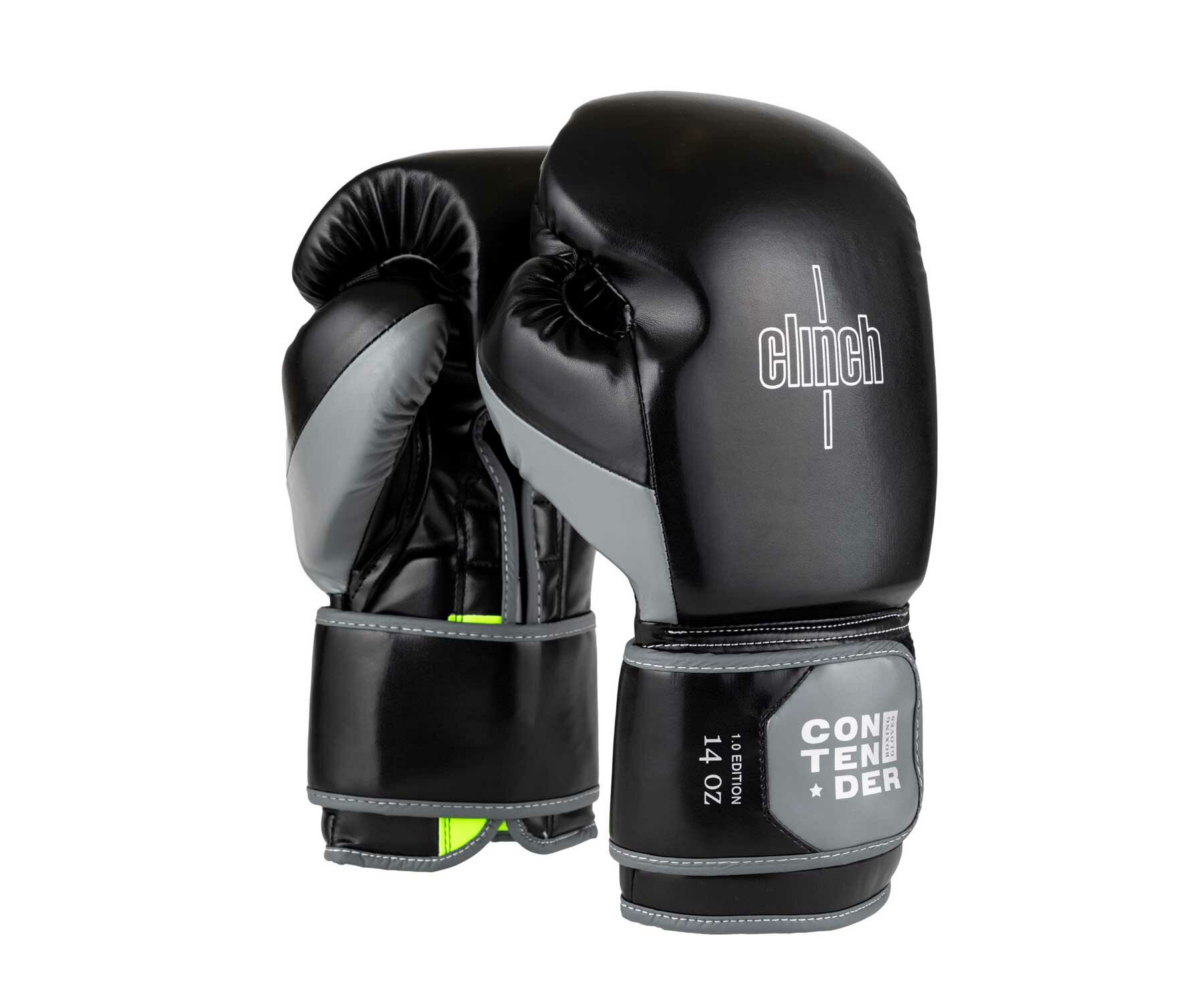 Перчатки боксерские Clinch Contender черно-серые (вес 14 унций) — фото 1