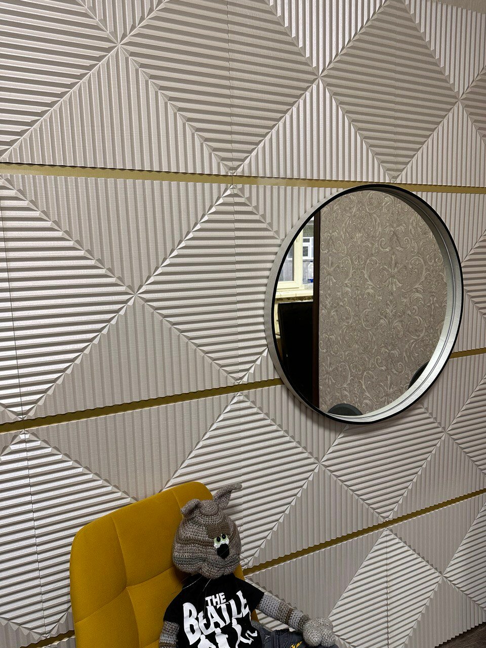 DanilovDecor 3D интерьерные декоративные стеновые панели из мдф "Палермо" кремовый перламутр 3д для дома, в кухню, спальню, для дачи, офиса Панно настенное