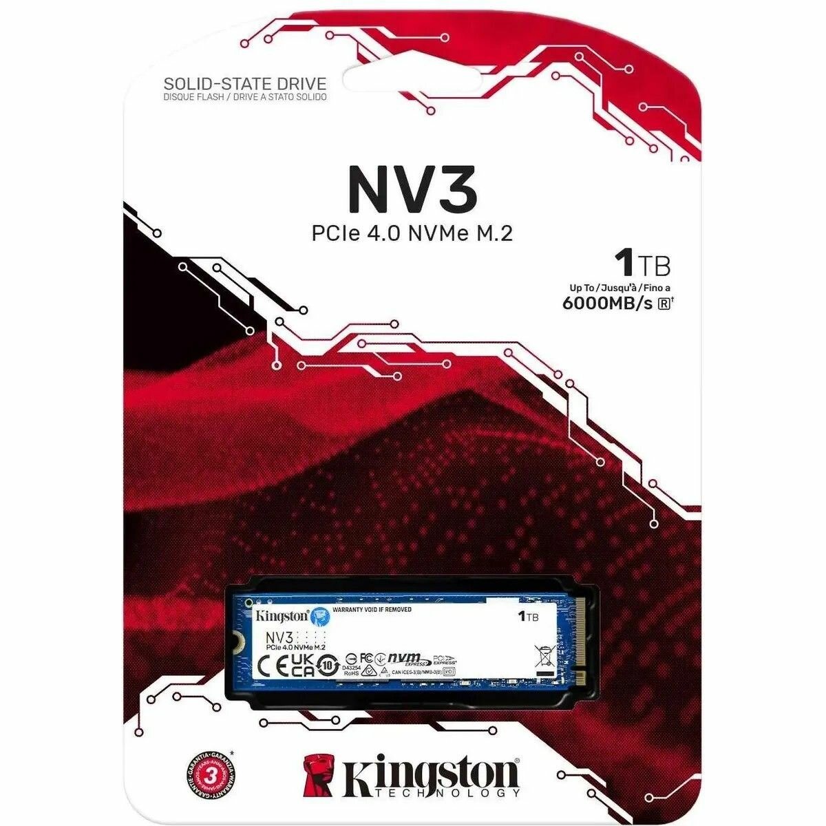 Твердотельный накопитель SSD Kingston 1TB M.2 2280 NVMe Gen4x4 SNV3S/1000G — фото 1
